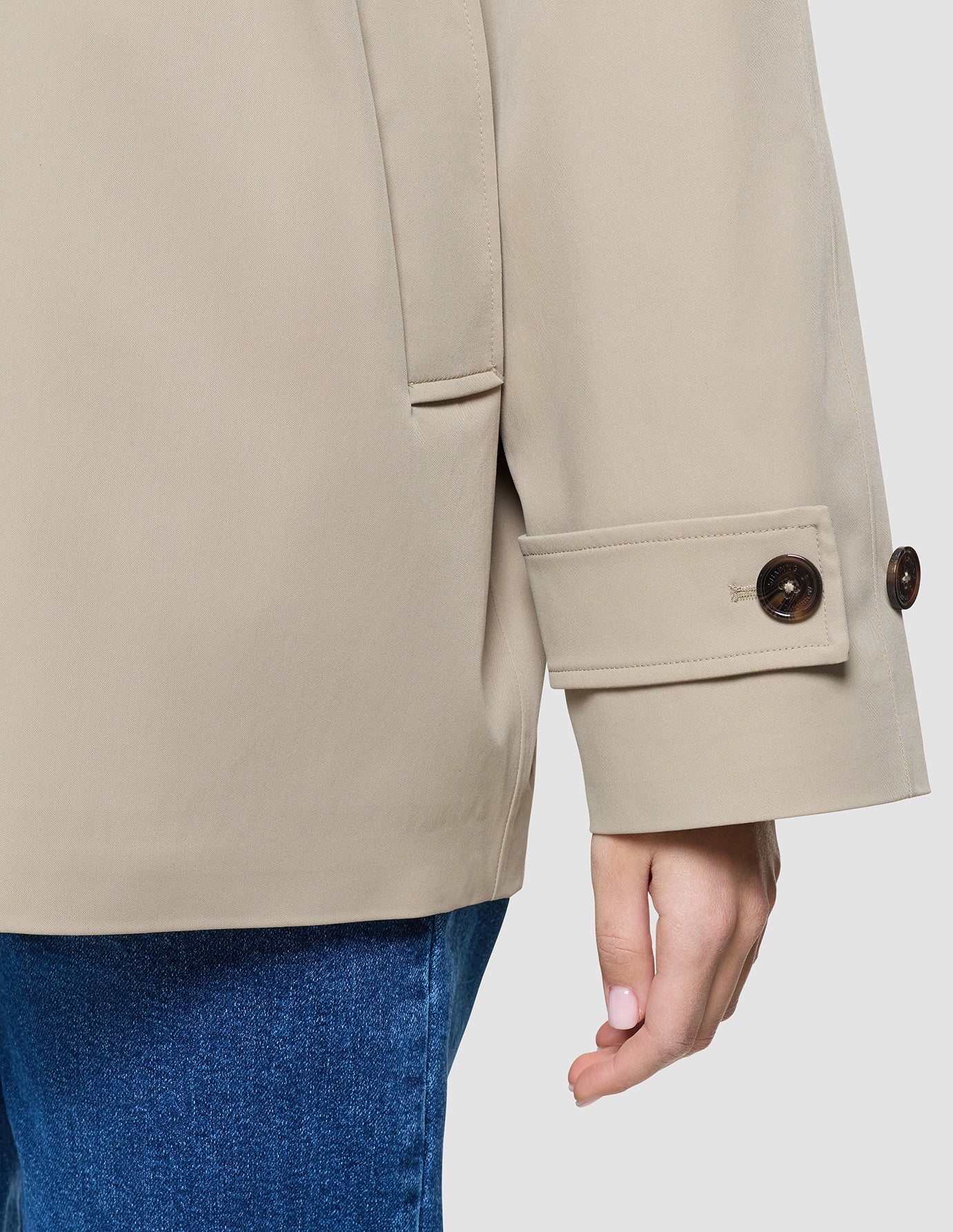 Women Waterproof Trench Coat Short Sand Grain